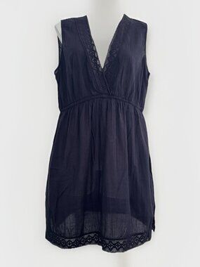 NEW Ralph Lauren Black Eyelet Lace V-Neck Gauze Mini Dress Summer Boho